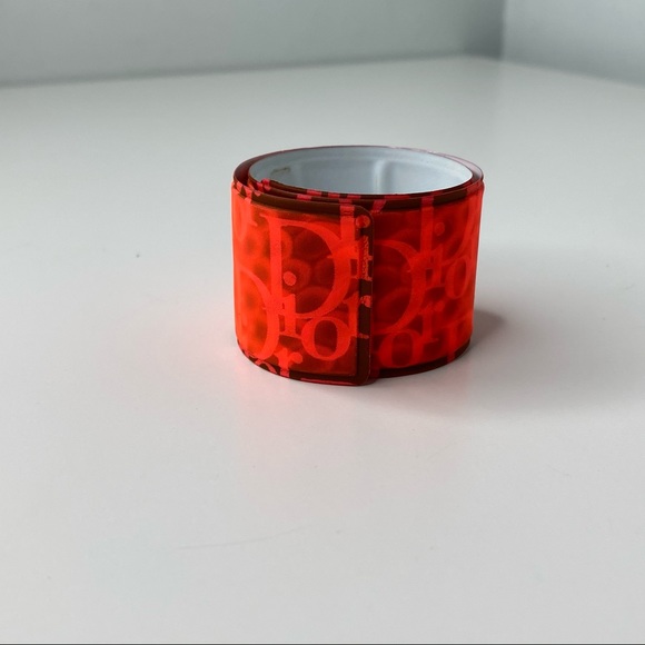 Dior Neon Orange Vinyl Slap Bracelet - Picture 8 of 8